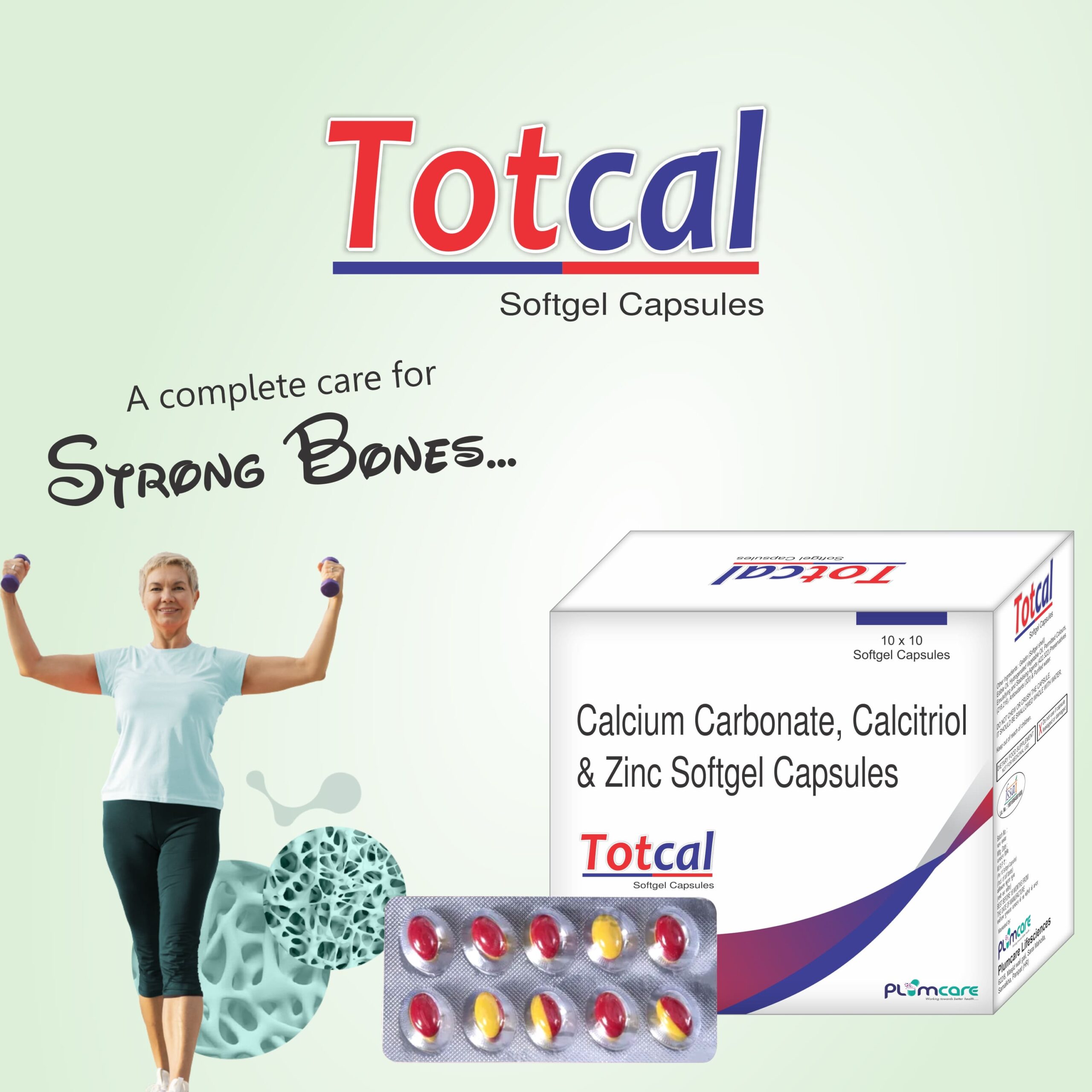 Totcal softgel capsules Calcium Carbonate, Calcitriol & Zinc Softgel Capsules – Bone Health & Immune Support Formula